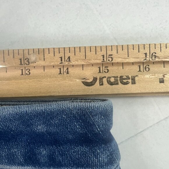 American Eagle Jean Women 30x27* Super High Rise Flare Blue Raw Hem Denim Tag 8S - Picture 16 of 16